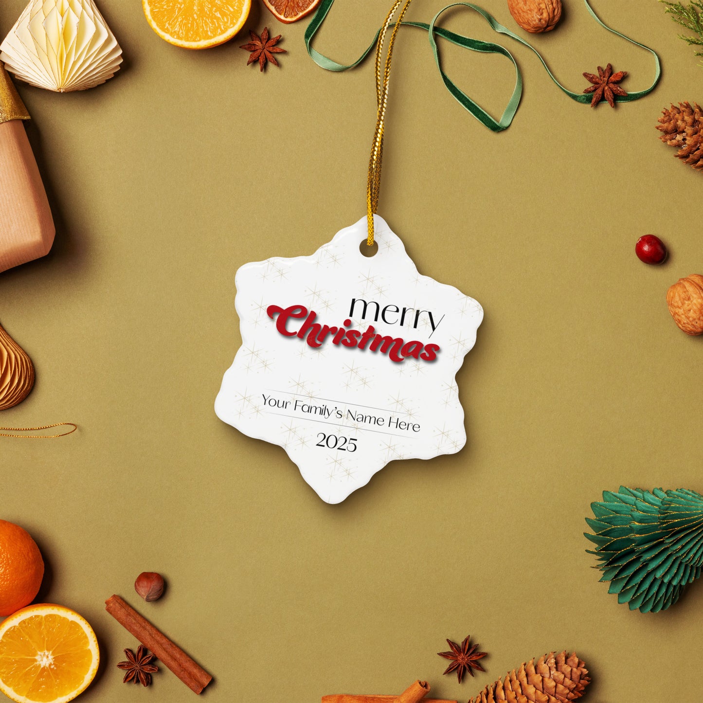 Merry Christmas double-sided ceramic ornaments