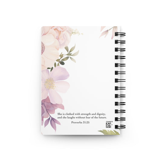 strength & dignity Spiral Bound Journal — Floral Inspirational Proverbs 31:25 Notebook