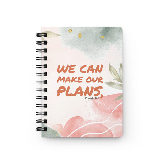 Spiral Bound Lined Journal — Floral Inspirational Proverbs 16:9 Notebook
