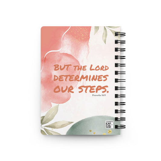 Spiral Bound Lined Journal — Floral Inspirational Proverbs 16:9 Notebook