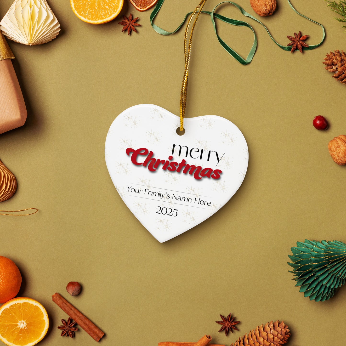 Merry Christmas double-sided ceramic ornaments