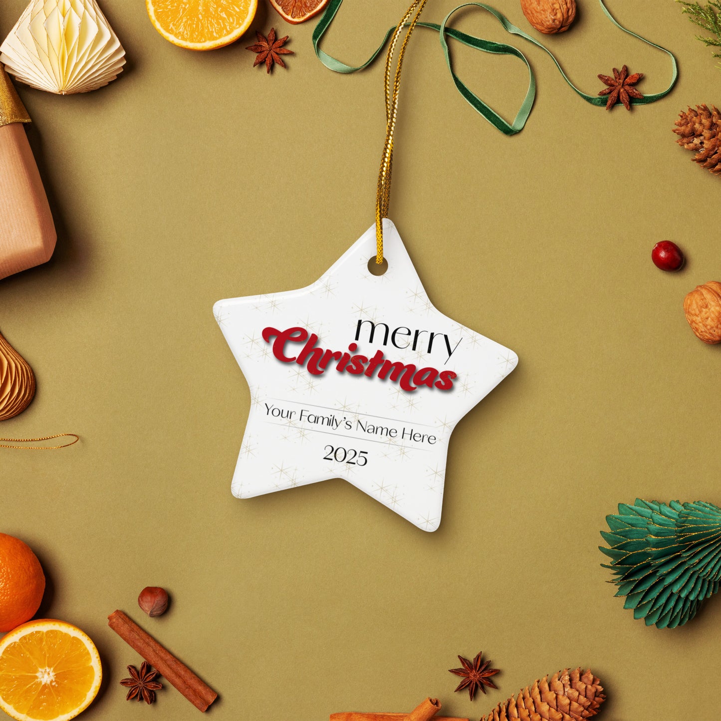Merry Christmas double-sided ceramic ornaments